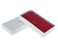 Кошелёк женский "IVORX", Натуральная кожа, 3 отделения, Магнит, поцелуй, "Рептилия", Красный