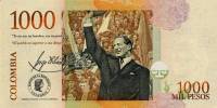 (,) Банкнота Колумбия 2008 год 1 000 песо "Хорхе Эльесер Гайтан"   UNC