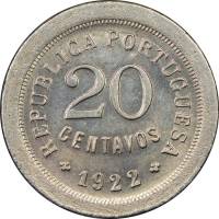 (№1920km571) Монета Португалия 1920 год 20 Centavos