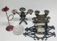 Подсвечники, набор 6 шт, пластик, керамика, стекло, металл (сост. на фото)