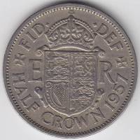 () Монета Великобритания 1957 год 1/2 кроны "Елизавета II"  Медь-Никель  UNC