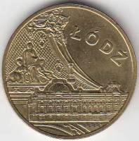 (222) Монета Польша 2011 год 2 злотых "Лодзь"  Латунь  XF