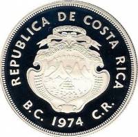 () Монета Коста-Рика 1974 год 100  ""   Биметалл (Серебро - Ниобиум)  UNC