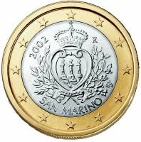 (2002) Монета Сан-Марино 2002 год 1 евро  1-й вариант (2002-2016) Гарб Сан-Марино Биметалл  UNC