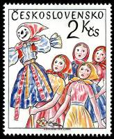 (1975-014) Марка Чехословакия "Утопление Морены"    Чешские и словацкие народные обычаи III Θ