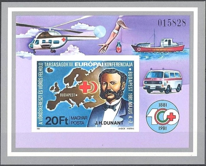(1981-026) Блок Венгрия "Красный Крест"    Европейская конференция Красного Креста III O