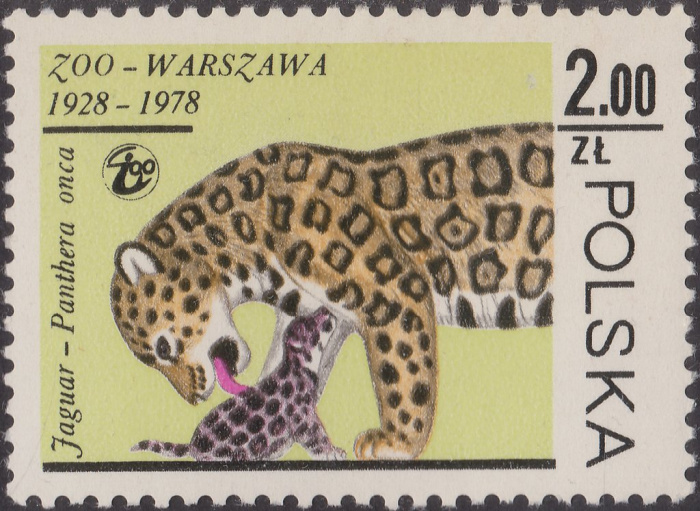 (1978-050) Марка Польша &quot;Ягуар&quot;    50 лет Зоопарку Варшавы I O