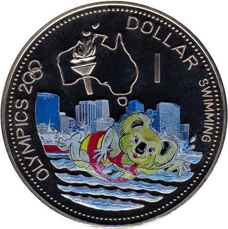 (2000) Монета Соломоновы Острова 2000 год 1 доллар &quot;XXXII Летняя олимпиада Токио 2020 Плавание&quot;  Мед