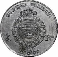 (№1799km550) Монета Швеция 1799 год 1/6 Riksdaler (Густав IV Адольф 2-й портрет)