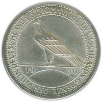 (1930a) Монета Германия (Веймар) 1930 год 3 марки   Освобождение Рейнланда Серебро Ag 500  XF
