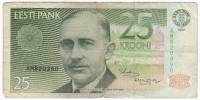 (1992) Банкнота Эстония 1992 год 25 крон "Антон Хансен Таммсааре"   VF