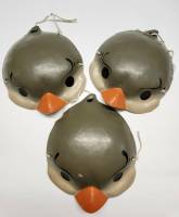 Маски новогодние карнавальные детские Птицы картон папье-маше СССР внтаж 3 штуки