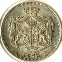 () Монета Румыния 1873 год 1  ""   Биметалл (Серебро - Ниобиум)  AU