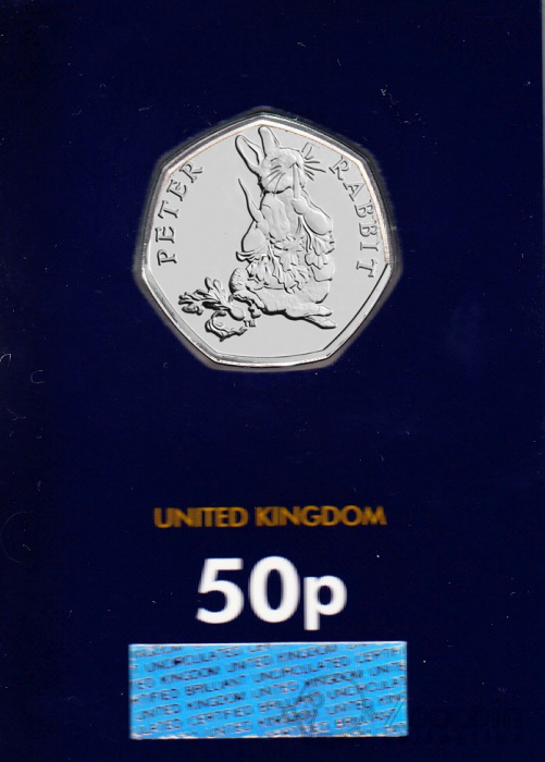 (2018) Монета Великобритания 2018 год 50 пенсов &quot;Кролик Питер&quot;  Медь-Никель  Буклет
