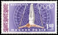 (1968-061) Марка Венгрия "Гимнастика"    Летние ОИ 1968, Мехико II Θ