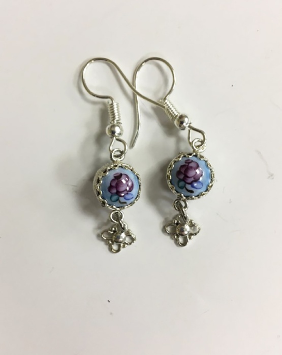 Серьги "Финифть", серебрение (сост. на фото)