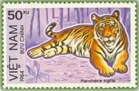 (1984-014a) Марка Вьетнам "Тигр"  Без перфорации  Охраняемые животные III Θ