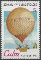 (1983-014) Марка Куба "Шар "Le Gustave», 1784"    200 лет Воздухоплаванию III Θ