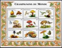 (№1999-2538) Лист марок Республика Гвинея 1999 год "Грибы и насекомые", Гашеный