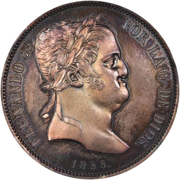 (№1833km575) Монета Испания 1833 год 20 Reales (Мадриде Короновали М - ДГ)