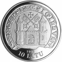 () Монета Латвия 1996 год 10  ""   Биметалл (Серебро - Ниобиум)  UNC