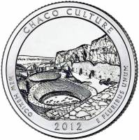 (012s, Ag) Монета США 2012 год 25 центов "Чако"  Серебро Ag 900  PROOF
