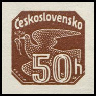 (1937-015) Марка Чехословакия "Голубь (Красно-коричневая)"    Газетные марки III Θ