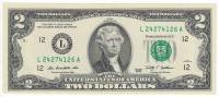 (2009L) Банкнота США 2009 год 2 доллара "Томас Джефферсон"   UNC