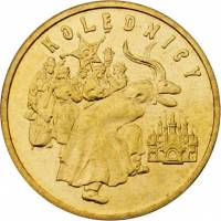 047 Монета Польша 2001 год 2 злотых Коляда  Латунь  UNC