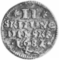 (№1675km131) Монета Норвегия 1675 год 2 Skilling