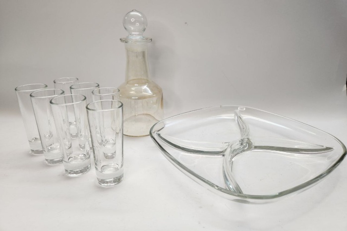 Менажница Графин и 7 стопок стекло