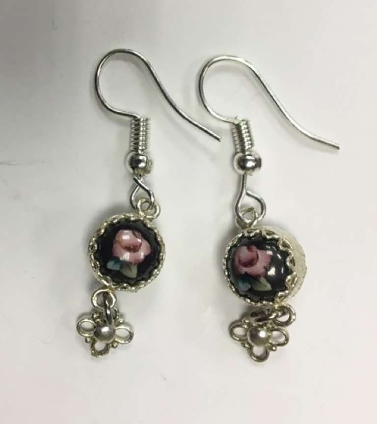 Серьги "Финифть", серебрение (сост. на фото)