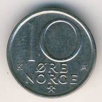 (№1974km416) Монета Норвегия 1974 год 10 Oslash;re