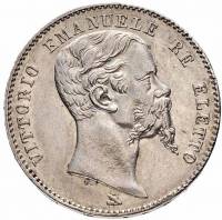 (№1860km12) Монета Италия 1860 год 2 Lire (Витторио Эмануэле II вновь Элетто)