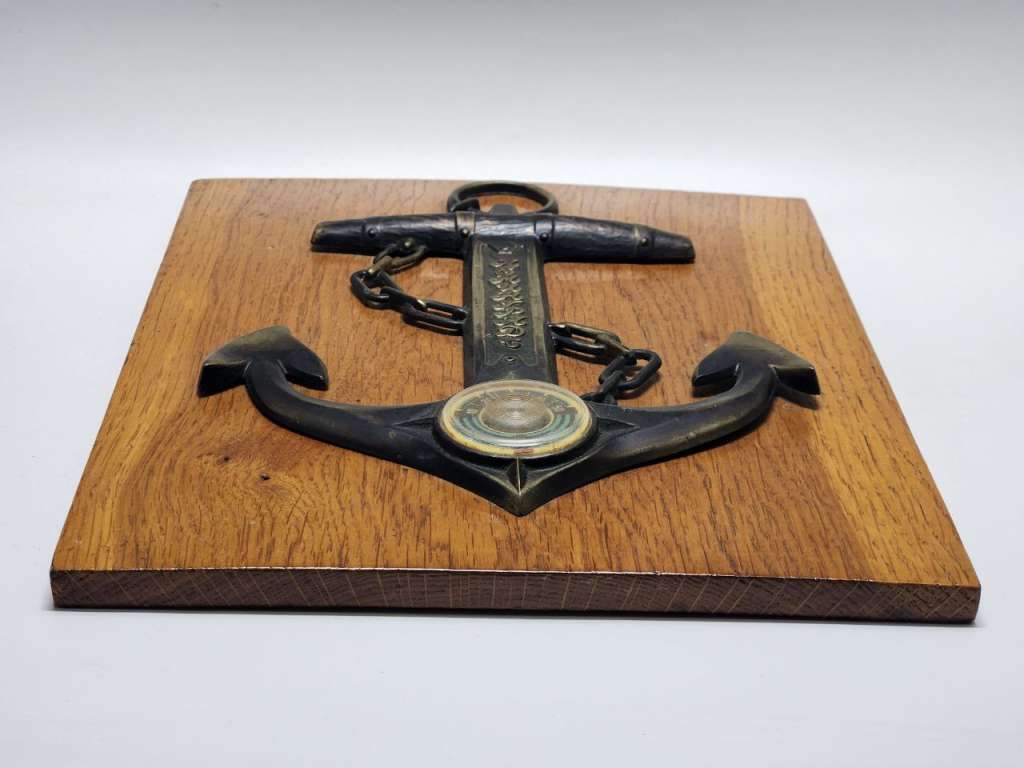 Панно Термометр якорь Ленинград настенный металл на деревянной основе СССР