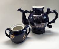 Чайник доливной Новгород и Сахарница кобальт позолота Возрождение без крышек