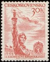 (1955-82) Марка Чехословакия "Женщина с факелом"    1-я Национальная спартакиада, Прага II Θ