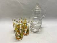 Стаканы стекло 4 шт и кувшин стекло
