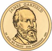 20d Монета США 2011 год 1 доллар Джеймс Абрахам Гарфилд 2011 год Латунь  UNC