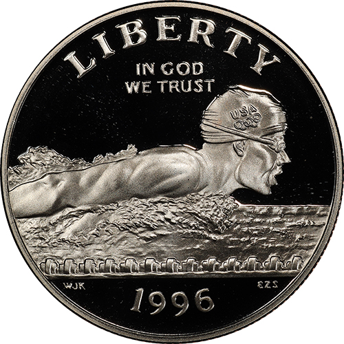 (1996s, плаванье) Монета США 1996 год 50 центов   Олимпийские игры в Атланте Медь-Никель  PROOF