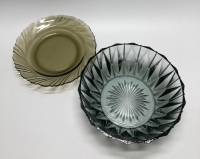 Салатник + блюдо, цветное стекло