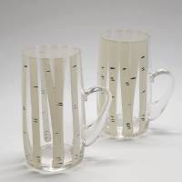 Кружки бокалы с ручкой 2 шт СССР ДХЗ Дятьково Березки стекло ручная роспись 0,45 л