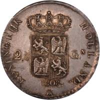 (№1808km32) Монета Нидерланды 1808 год 2frac12; Gulden (Луи Наполеон)