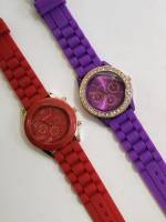 Часы наручные женские 2 шт Geneva (цвет красный фиолетовый золотой, стразы)