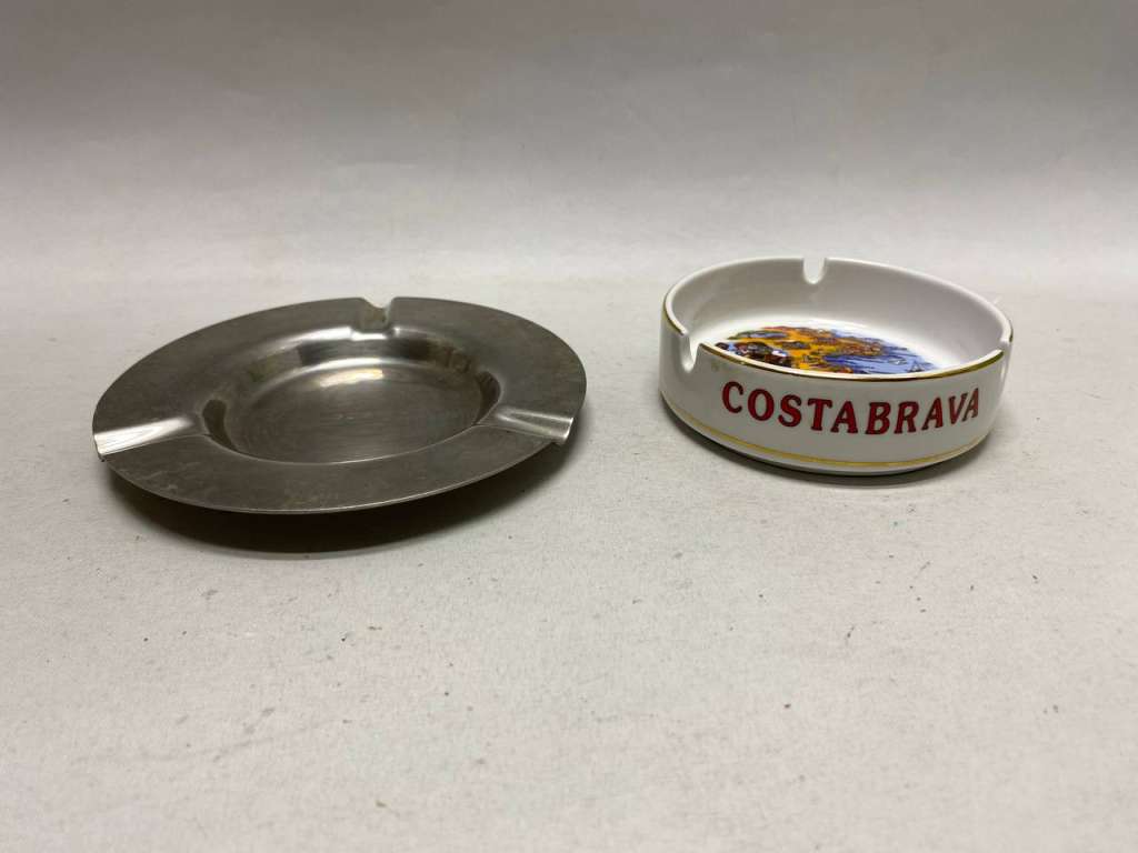 Пепельница 2 шт фарфор и металл