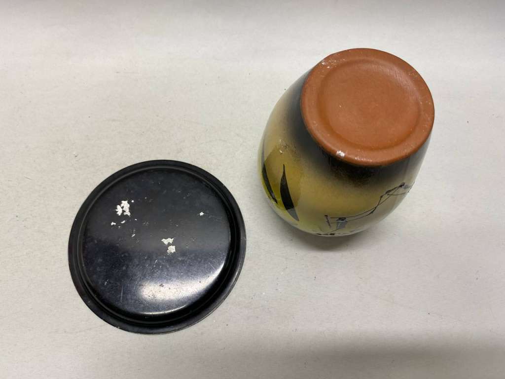 Ваза керамическая и поднос метал