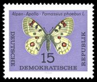 (1964-002) Марка Германия (ГДР) "Малый Аполлон"    Бабочки II Θ
