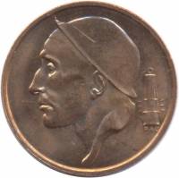 (№1953km148.2) Монета Бельгия 1953 год 50 Centimes (Французская легенда - маленькая голова - медаль 
