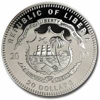 (№2000km894) Монета Либерия 2000 год 20 Dollars (Вудро Вильсон)