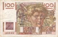 (№1950P-128c.4) Банкнота Франция 1950 год "100 Francs" (Подписи: J)